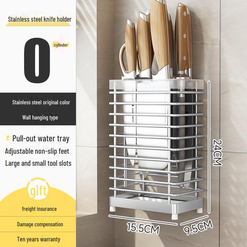 «Кухонный нож и держатель палочек для еды из нержавеющей стали с подставкой для разделочной доски»