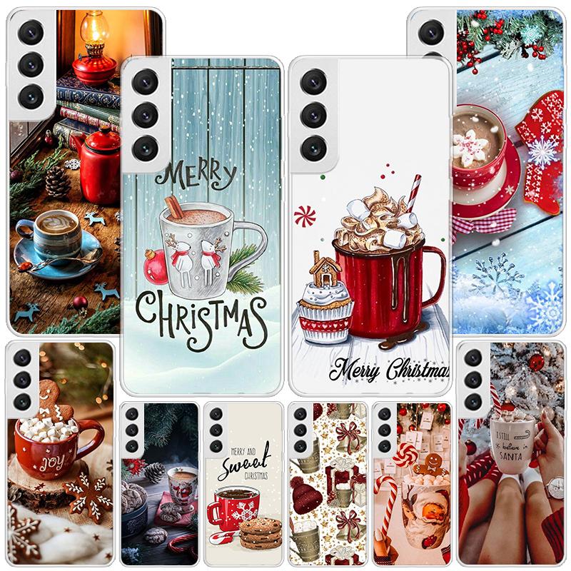 Winter Coffee Christmas Phone Case For Samsung Galaxy S24 S25 Edge S26 Ultra S23 S22 S21 Plus S20 FE + Personalized Print Cover