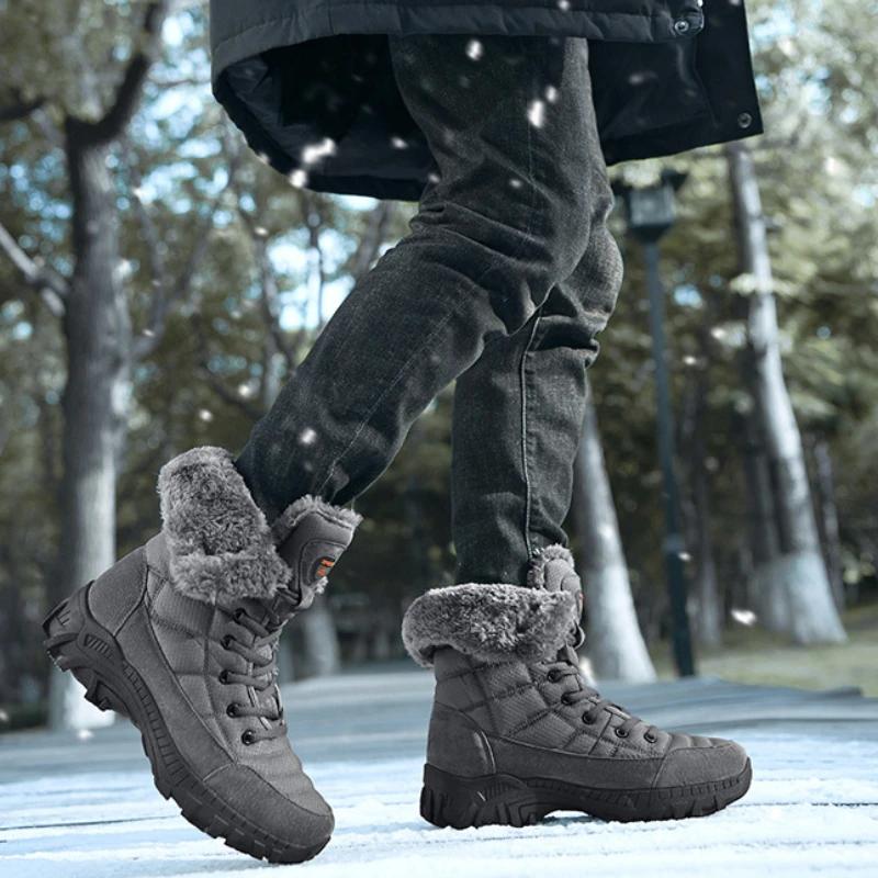 High Winter Boots for Men Snow Boots Super Warm Hiking Boots Waterproof Leather Top Big Size 48 Men's Outdoor Sneaker