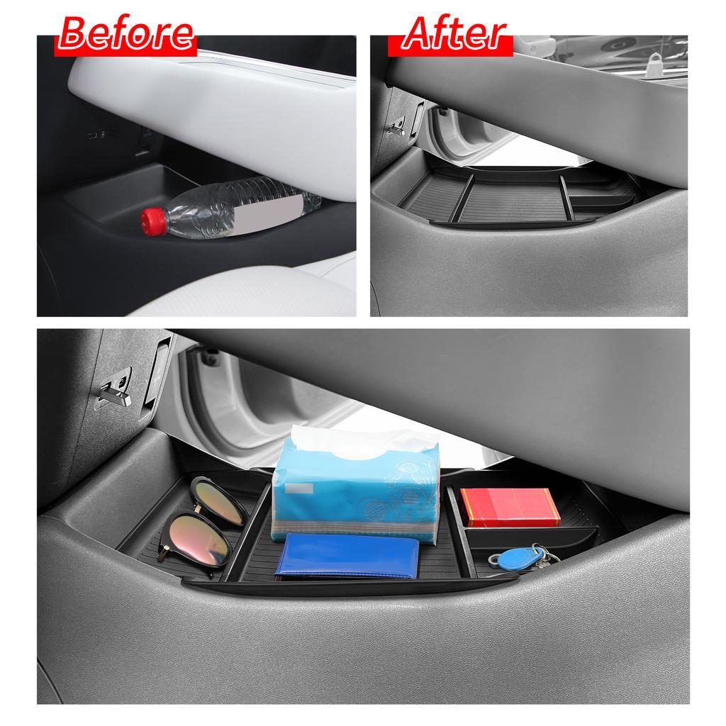 for Xpeng P7+ 2025-2026 Center Control Lower Storage Box TPE Tray Organizer Tidying Car Interior Accessories Black