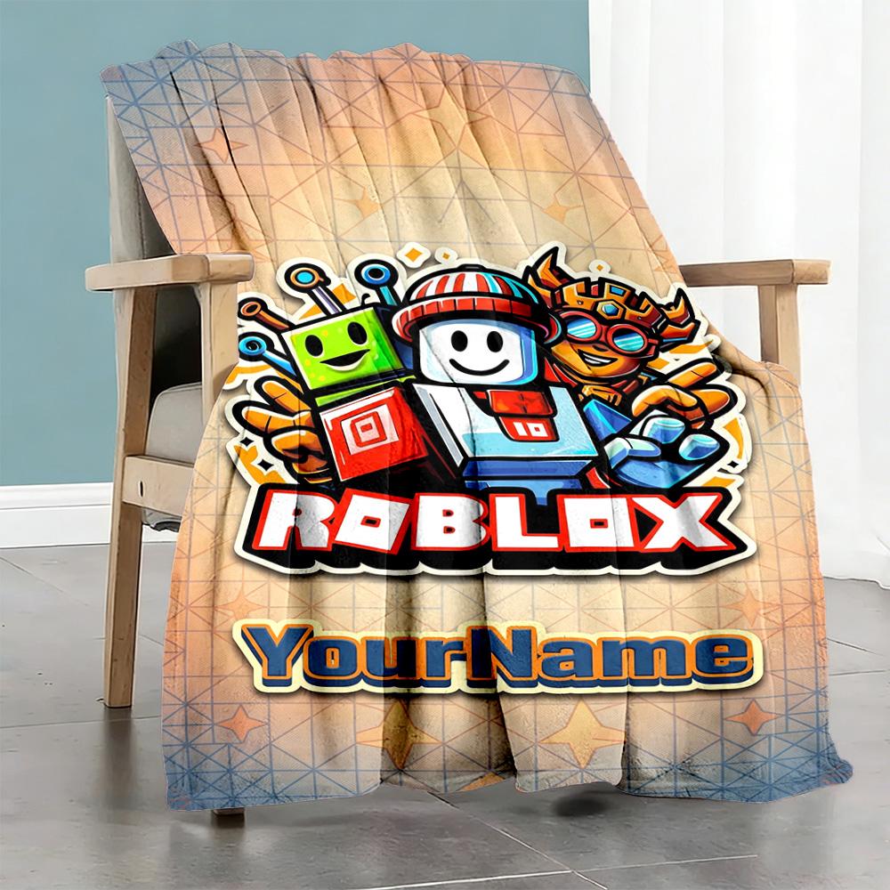 Roblox 103 Customize Text Blanket Throw Personalized Blanket Comfortable Suitable for Livingroom Seaside Bed Bedding Ideal for All Seasons