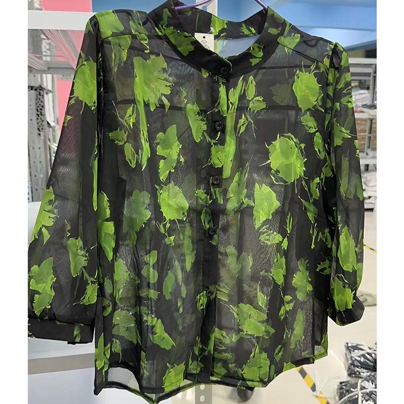 Летняя новая цветочная шифоновая рубашка женская свободная рубашка с семью рукавами стильная рубашка