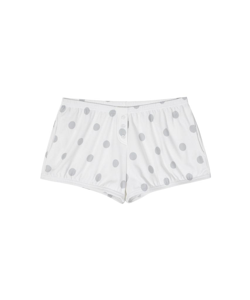 CRANK Dot Balloon Button Sweat Shorts_White