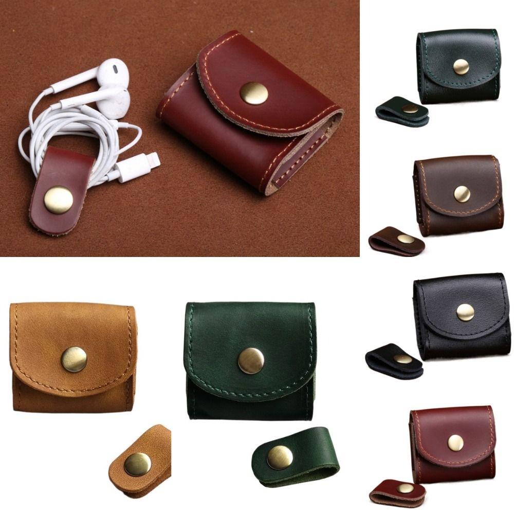 Waterproof Leather Data Cable Storage Box Mini Mini Coin Purse Key Holder Headphone Bag Travel