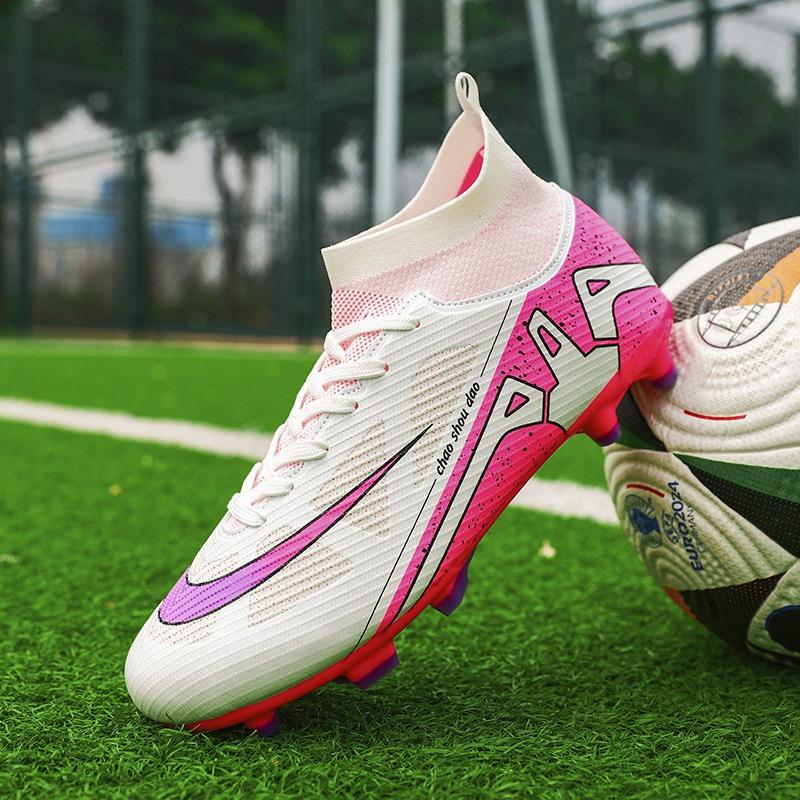 Взрослые высокие футбольные бутсы с шипами для искусственного газона, спортивная тренировочная обувь для мальчиков и девочек
