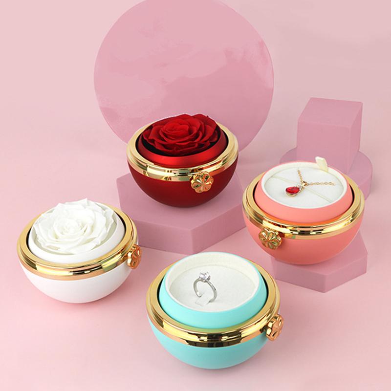 Вращающаяся шкатулка для украшений ко Дню святого Валентина, декоративная вечная цветочная упаковка для дня рождения, прозрачная подарочная коробка, аксессуары