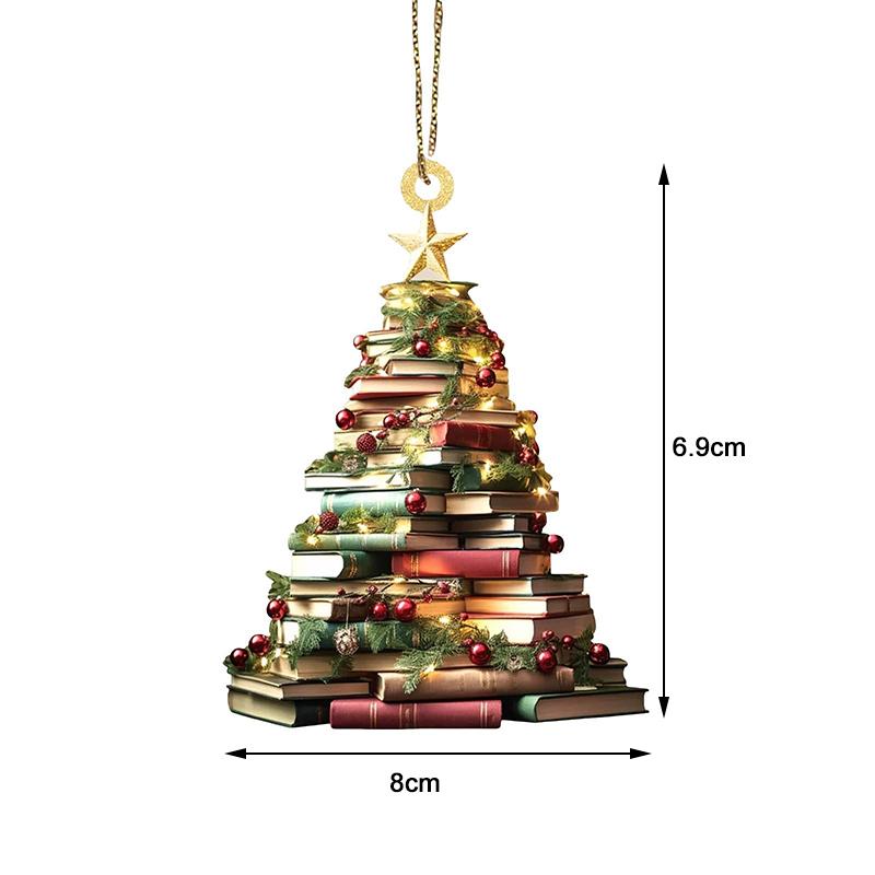 Новое 2D Рождественское украшение в виде елки, акриловая плоская печать, подвеска-книжка, креативная подвеска для елки, подвеска для автомобиля, праздничный домашний декор
