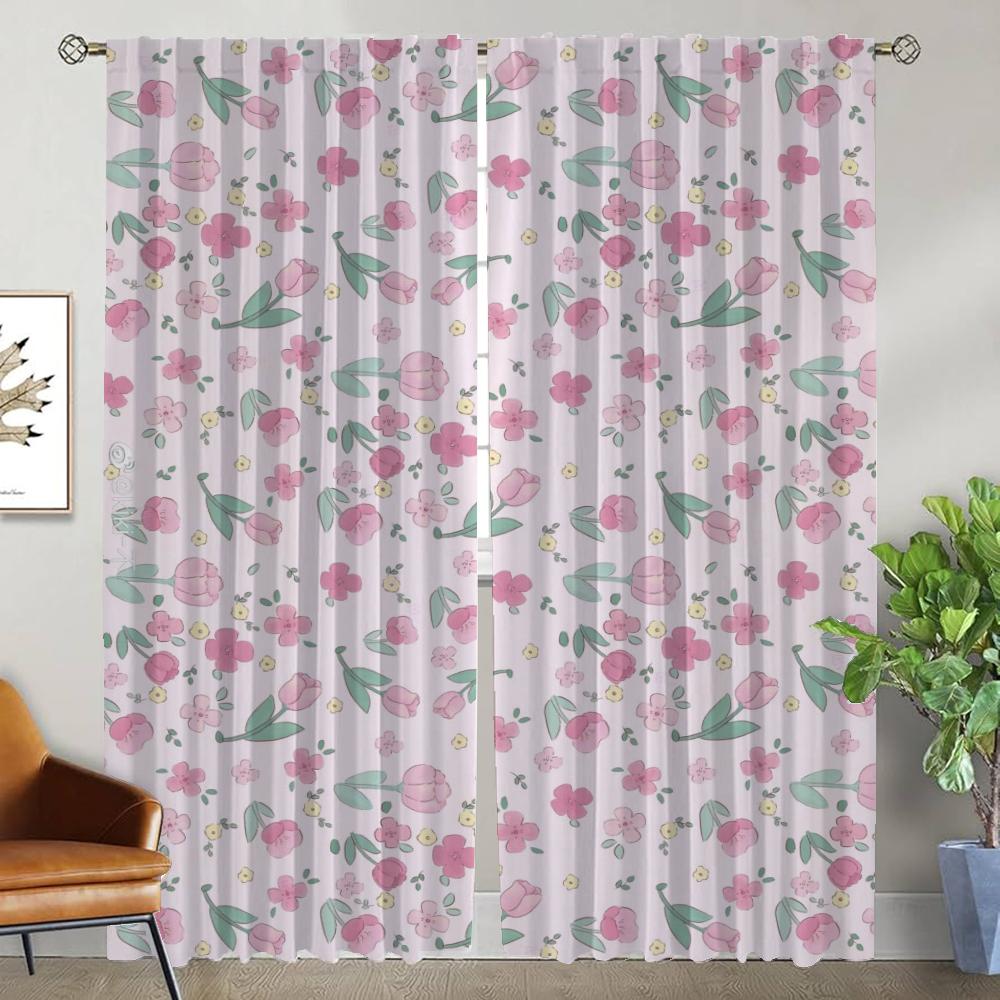 Украшения на Хэллоуин Цветочные кухонные шторы для гостиной Шторы Тюль для спальни Противомоскитные шторы 2 шт. Разделение