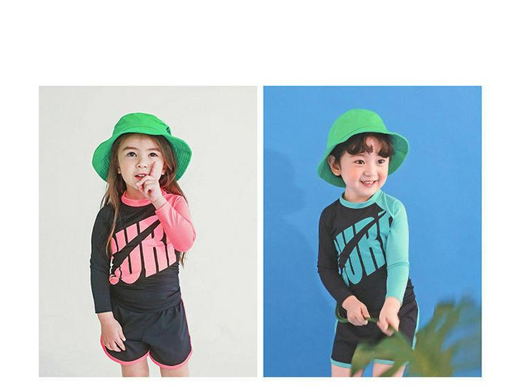 2024 Детский быстросохнущий купальный костюм: Солнцезащитный лонгслив, раздельный дизайн для девочек и мальчиков