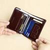 Classic Style Wallet Genuine Leather Rfid Wallets for Men Thin Short Multi Function Tri Fold Card Holder Male Purse Money Clip