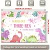 2D "Watch Out Three-Rex" Pink Watercolor Dinosaur 3rd Birthday Backdrop