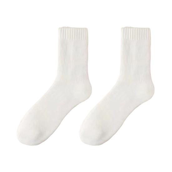 Yousheng 1 Pair Men Winter Socks Mid-tube Thick Thermal Insulation Home Bedroom Wear Floor Socks Solid Color Anti-slip Knitted Daily Wear Sport Socks