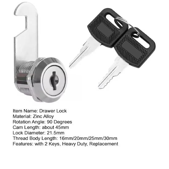 Замок для ящика из цинкового сплава повышенной прочности с 2 ключами Универсальный для картотечного шкафа, гардероба
