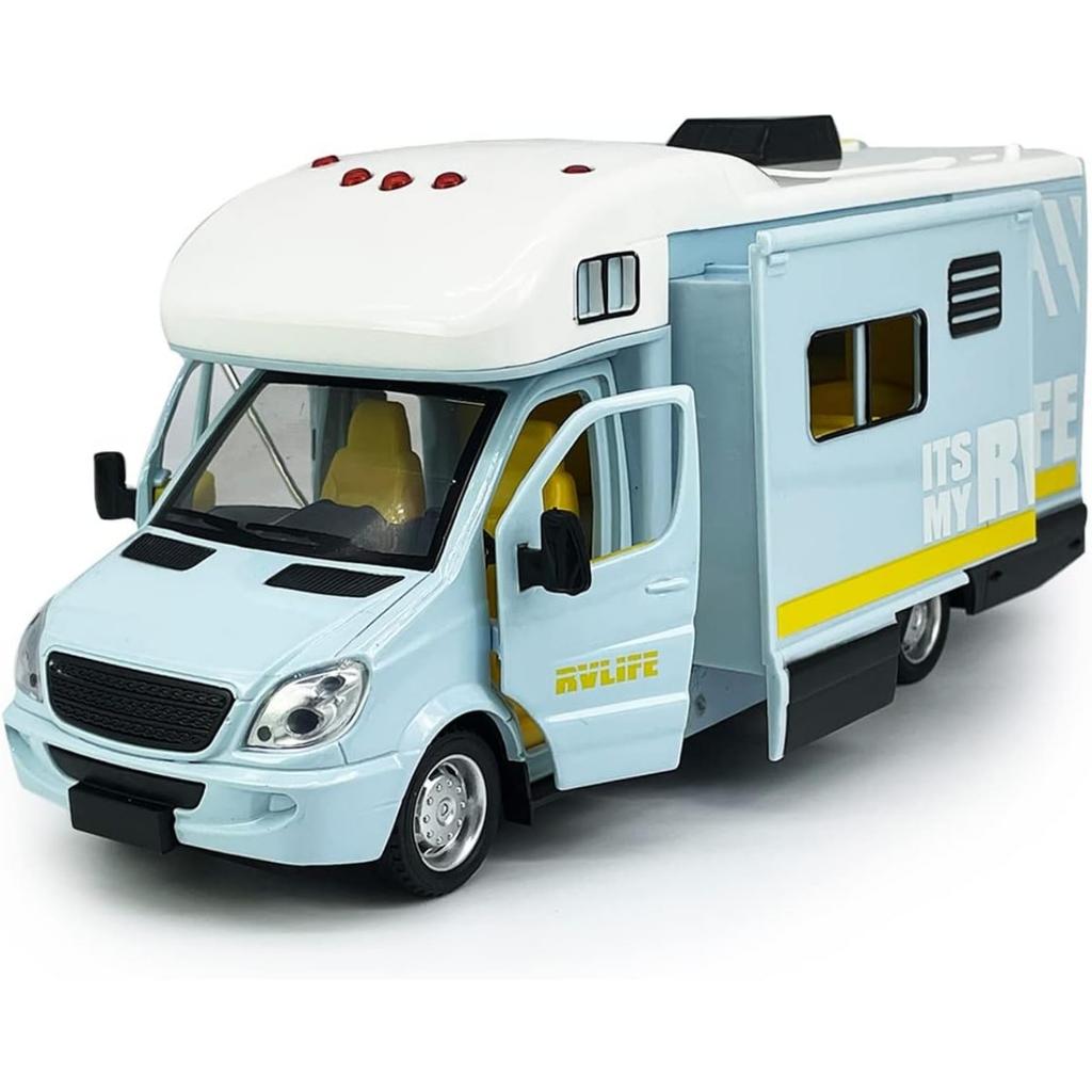 Camper RV игрушки для дома на колесах, литой под давлением металлический автомобиль, ролевые игры, модель с откатом, двери и навес автомобиля, открытый свет, звук, подарки на день рождения для детей ясельного возраста