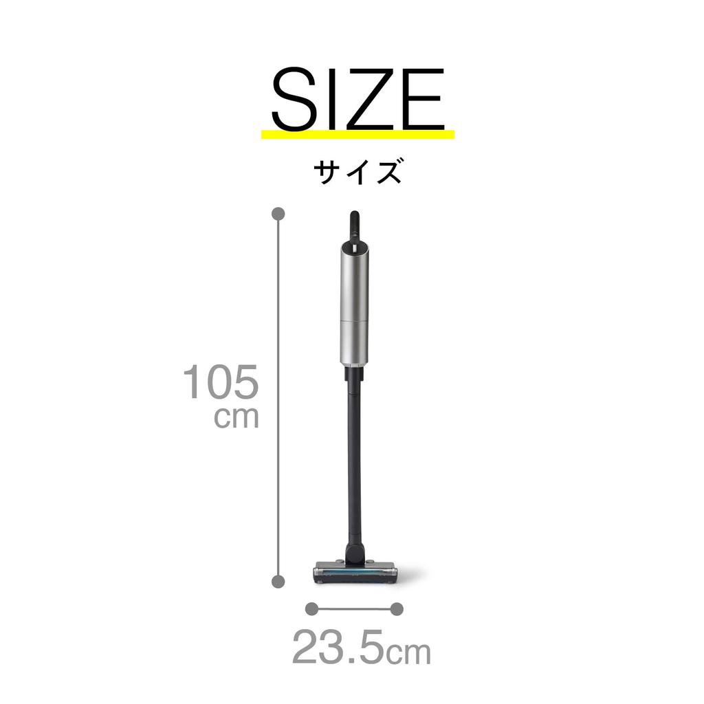 Twin Bird Cordless Stick Vacuum Paper Pack Type Handy Power Metallic Grey Cleaner, Cleaner, Lightweight, Rechargeable, Self-Handling, Brush,