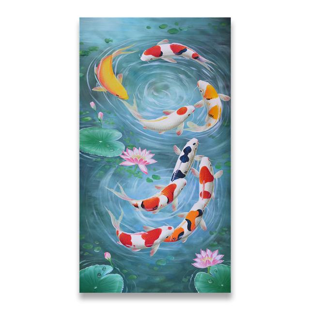 Китайский стиль золотой кои холст картина настенное искусство фэн-шуй рыба печать плакатов карп лотос пруд картина комната Hoom Декор Куадрос без рамки