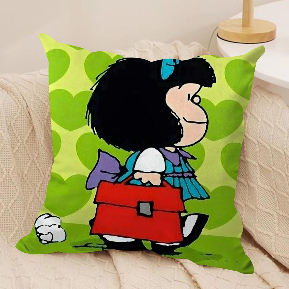 Cartoon MMafalda Cushion Cover Soft Plush DoubleSided Printed Sofa Pillow Cushion Cover  Cozy AllSeason Durable Decor Gift
