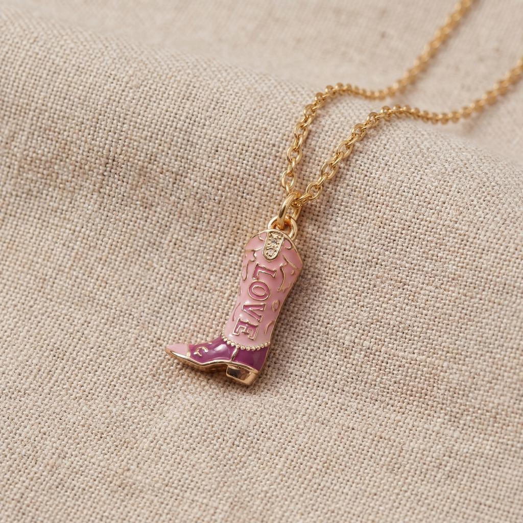 Western Cowboy Boots And Hat Necklace 18K Electroplating Color-Preserving American Retro Versatile Niche Personalized Jewelry