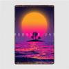 Beach Sunset 80s Poster Metal Plaque Club Wall Create Wall Plaque Tin Sign Poster