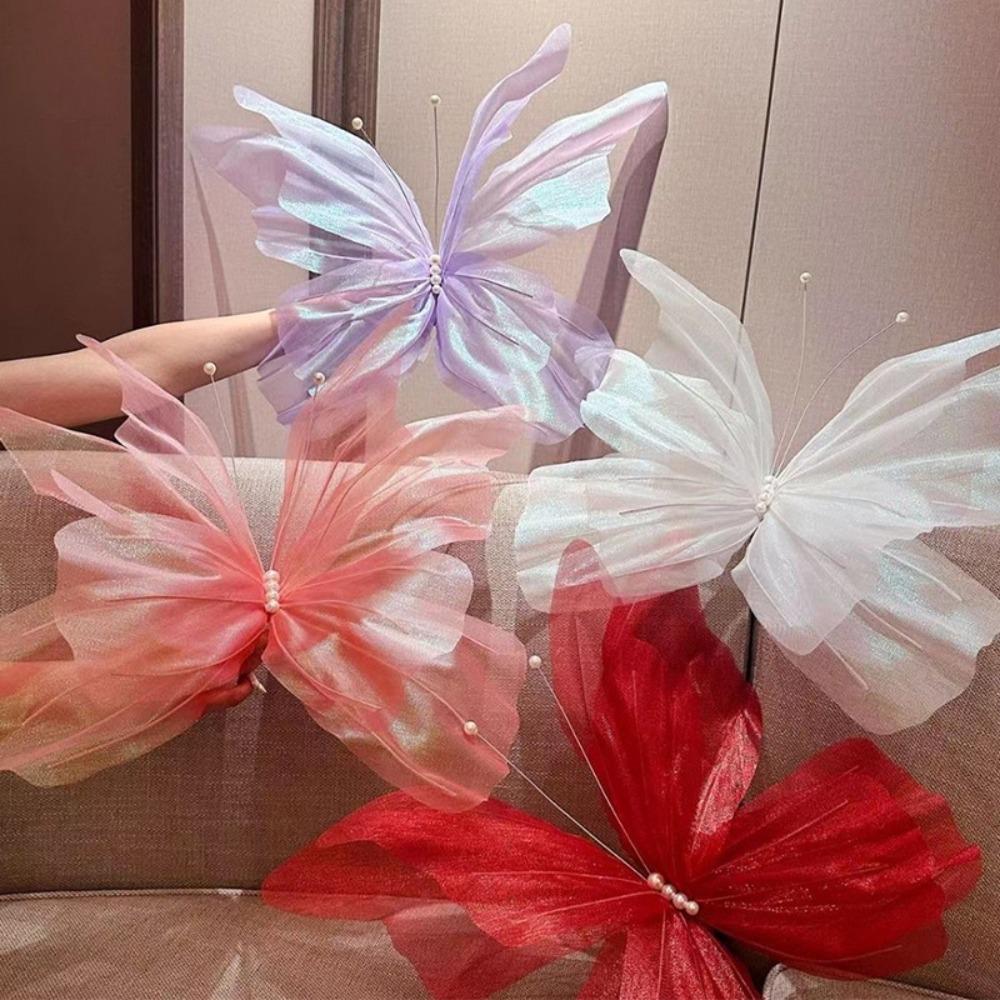Colorful Artificial Butterfly Flowers Silk Photography Props NEW Flower Head Wall
