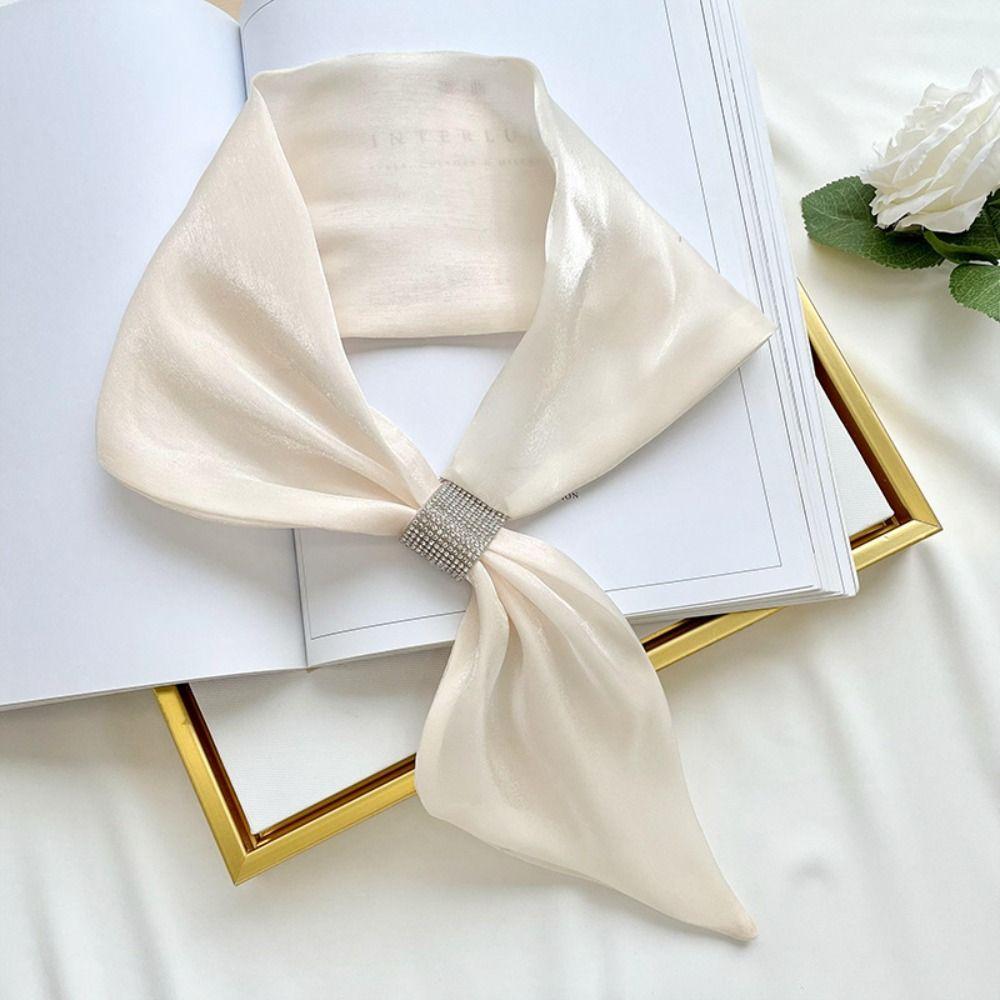 Diamond Wraps Neck Satin False Collar Fashion Cross Scarves