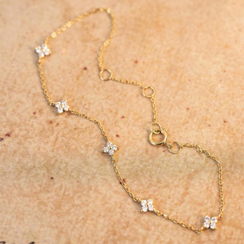 Посеребренный браслет-цветок из сверкающего циркона с покрытием из 18-каратного золота для женщин, корейский темперамент, изысканные ювелирные подарки