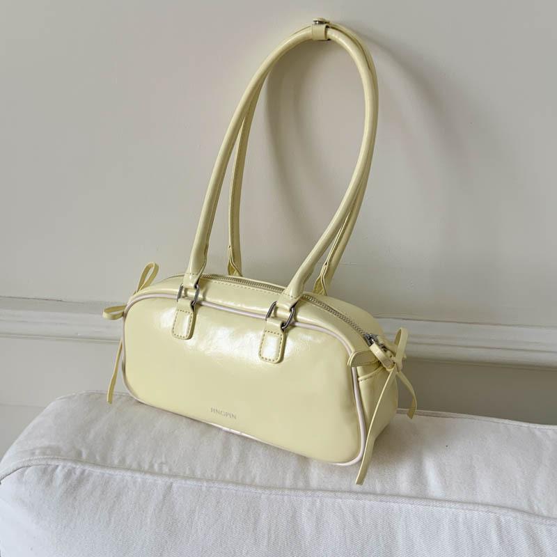 2025 new niche ballet style bow underarm baguette bag women's foreign style simple commuter portable shoulder bag