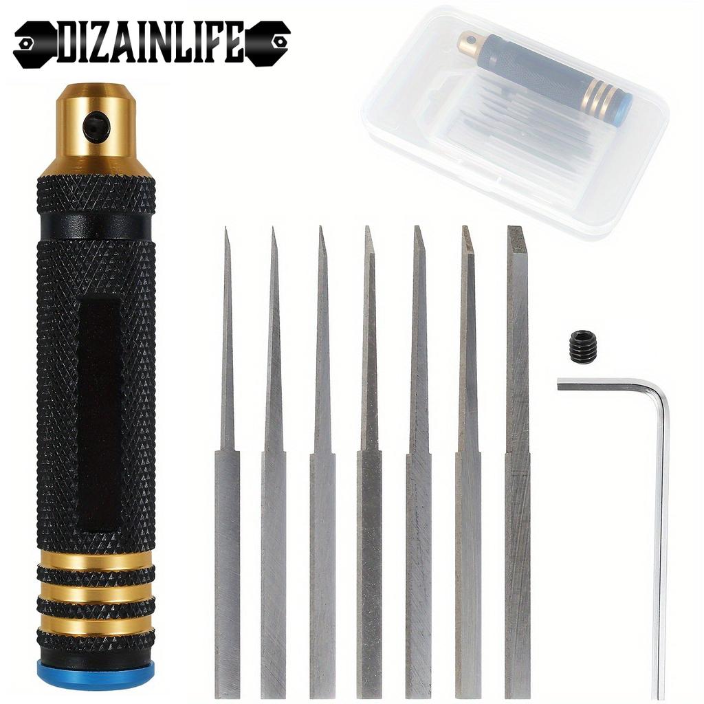 Model Chisel With Blades Gundam Resin Carved Scribe Line Hobby Cutting Tool Chisel 7 Blades Tools For RC Car / Drone Repairing