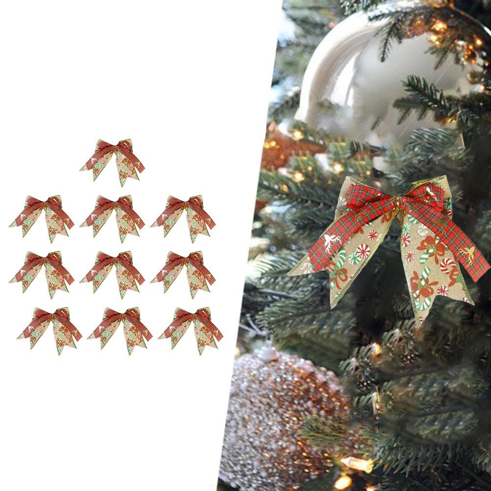 Set of 10 Decorative Christmas Bows for Tree and Holiday Event Use