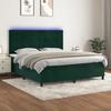 Box Spring Bed with Mattress & LED Dark Green 180x200 cm Velvet