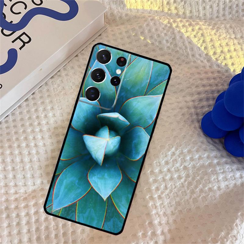 Turquoise Stone Flora Peacock Feather Phone Case For Samsung Galaxy S25 Ultra S9 S10 S20 S22 S21 S23 FE S24 Plus Portector Cover