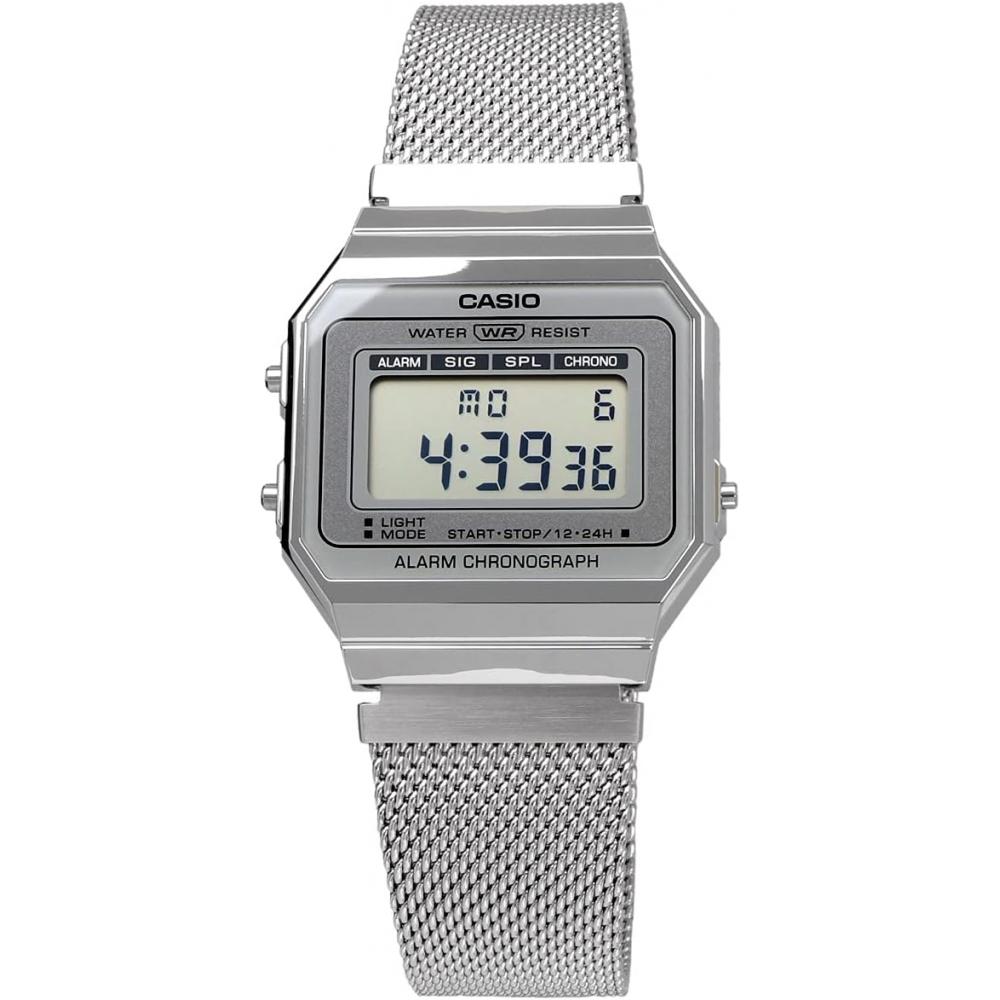 Casio Цифровые наручные часы Мужские Женские Металлический сетчатый ремешок Серебристый A700wm 7a