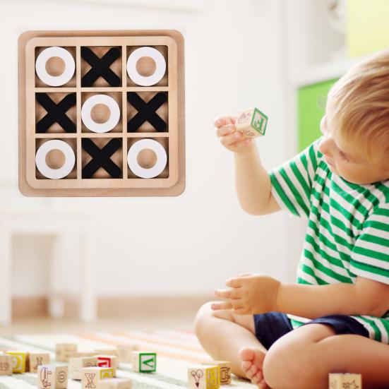 1 Set Tic-Tac-Toe Competitive-skill Decision-making Skill Brain-development Wood Logical Thinking Ability OX Chess Game Children Supply