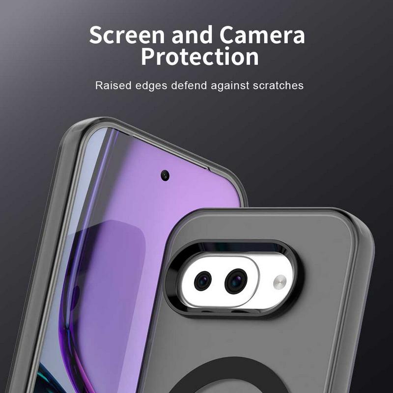 Однотонный чехол для телефона с беспроводной зарядкой на магните для Google Pixel 9A 9 Pro XL 8 Pro 8A, ударопрочный чехол из ТПУ с мягким краем Hybird, матовый жесткий чехол для задней панели из ПК