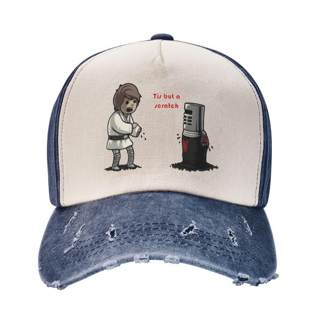 The Black Night And Luke Tis But A Scratch Outfit Baseball Caps Monty Python Distressed Washed Caps Hat Vintage