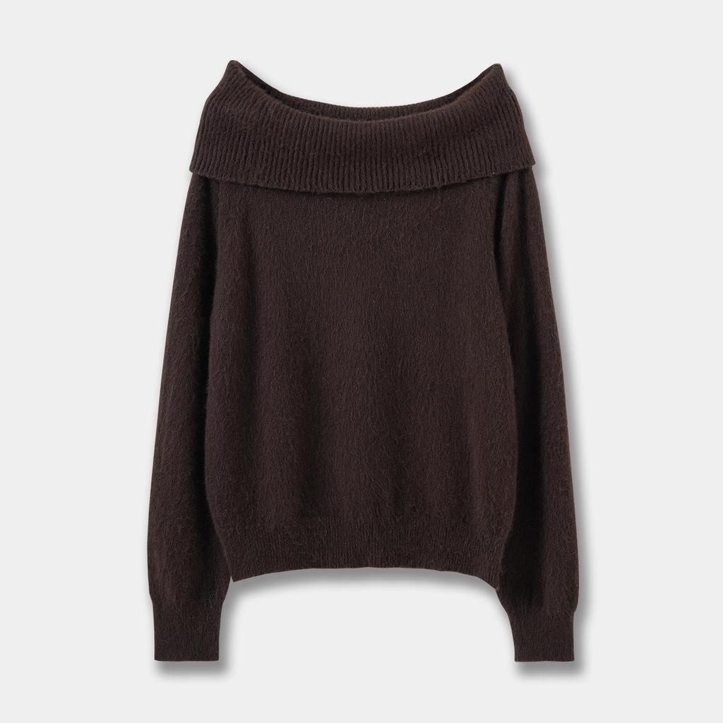 Women's One-Shoulder Knit Pullover Sweater: Off-Shoulder, Long Sleeve, Soft & Brushed - Autumn/Winter Collection