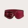 Womens Faux Adjustable Leather Waist Belt With Rivet Decor Western Style For Wear Winter
