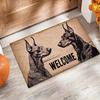[ Продукт] Коврик с доберманом и надписью WELCOME, Прочный, Машинная стирка и легко чистится, Бархатная поверхность и противоскользящая основа, Коврик для гостиной, Декоративный коврик, Прихож