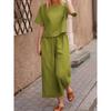 Women Summer Casual Cotton Outfits Half Sleeve T-shirt and Trousers Two Piece Suit Set