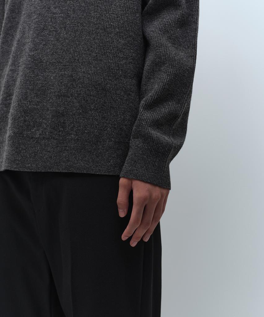 MUSINSA STANDARD [Victoria Wool] Minimal Ribbed Crew Neck Knit [Medium Grey]