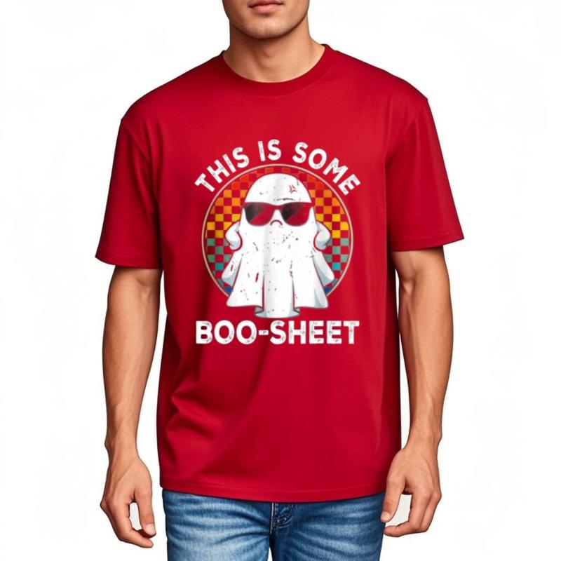 Breathable Tee Street Wear Oneck tshirt Daily Wear This Is Some Boo Sheet Ghost With Sunglasses Minimalist For him tees