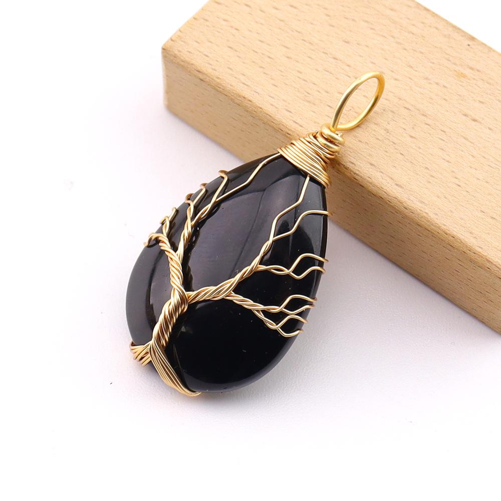 Натуральный камень Агат Подвеска-ожерелье Капля воды Древо Жизни N781