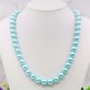10mm Round Light Blue Pearl Shell Necklace Women Girls Hand Made Jewelry Making Design for Accessory Gifts For Mother
