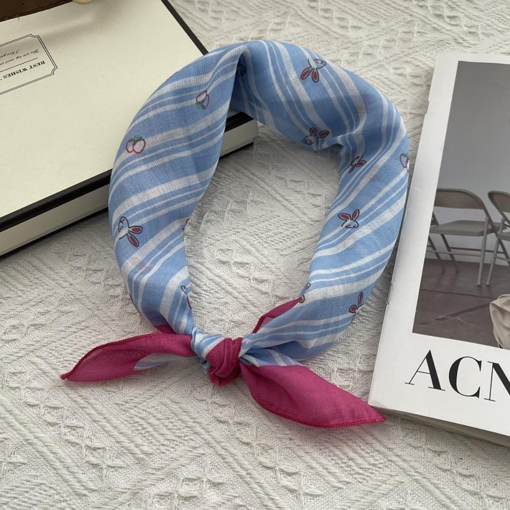 Floral Print Pattern Hair Scarf Double Sides Head Handkerchief Silk Scarf  Spring Summer Fall