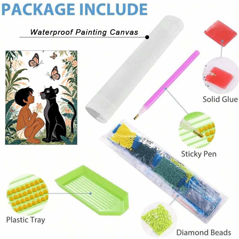 Disney Diamond Painting Kit Classic Mowgli and Bagheera Home Decor Craft Perfect Gift Idea Diamond Art