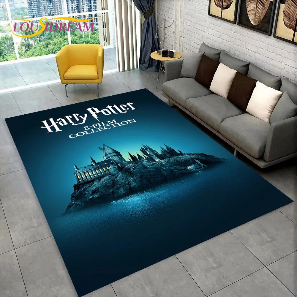 3D P-Potter Magic Academy Movie HD Rug Carpet for Living Room Bedroom Home Decor,Floor Mat Non-slip for Sofa Doormat Gift Kids