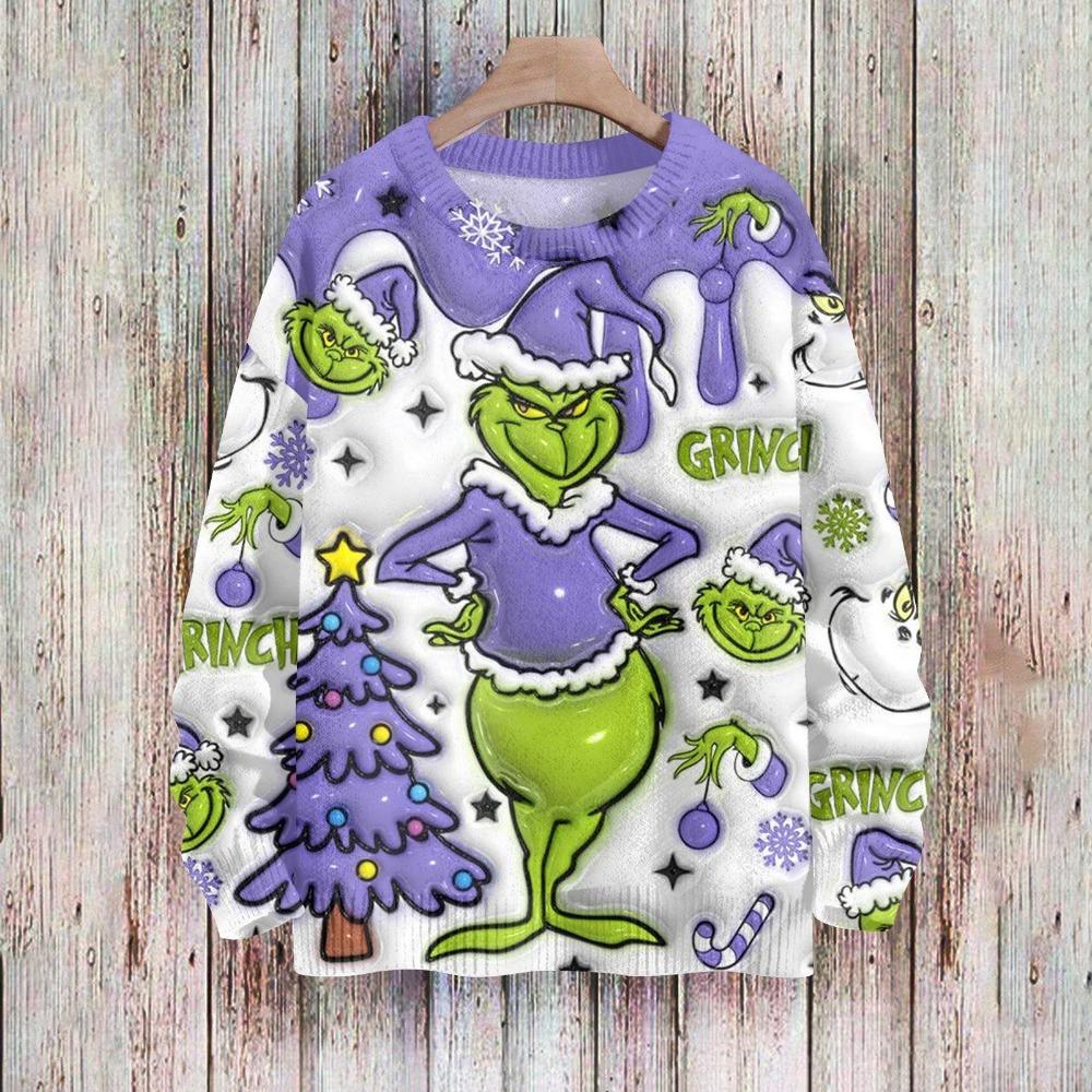 Christmas Fashion Men Women's T-shirt Green Monster Print O-Neck Pullover Top Casual Outdoor Sweatshirt Kids Tees Top Clothing