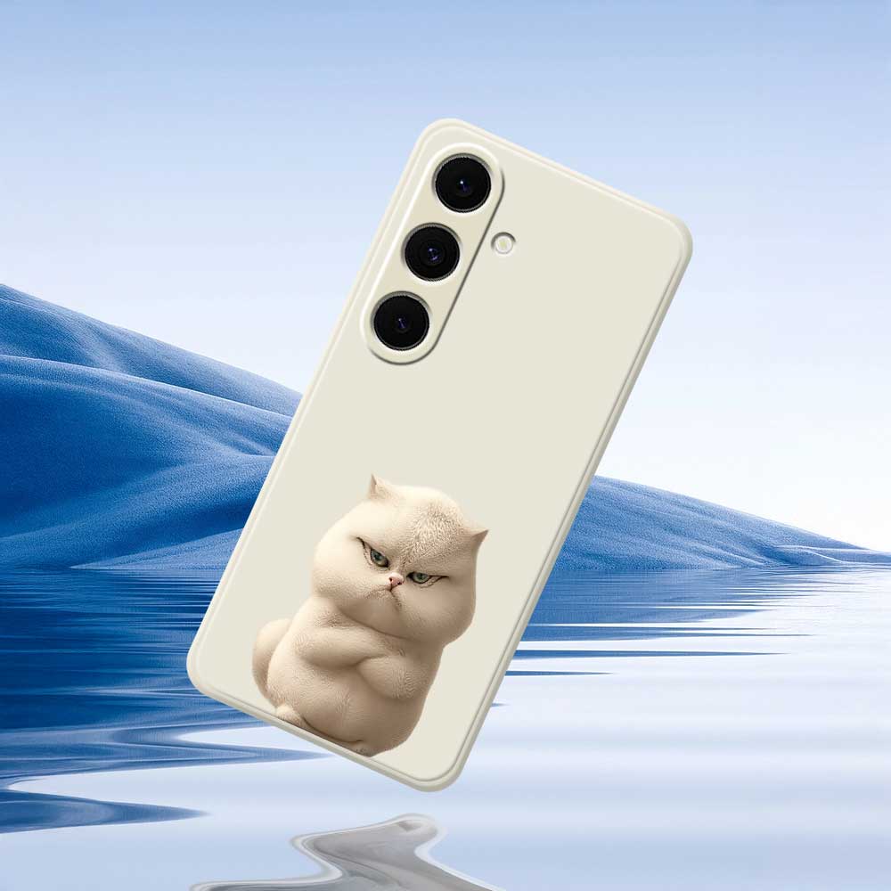Чехол для Samsung Galaxy S24 FE с принтом «Злой кот», прямой край, задняя крышка из ТПУ