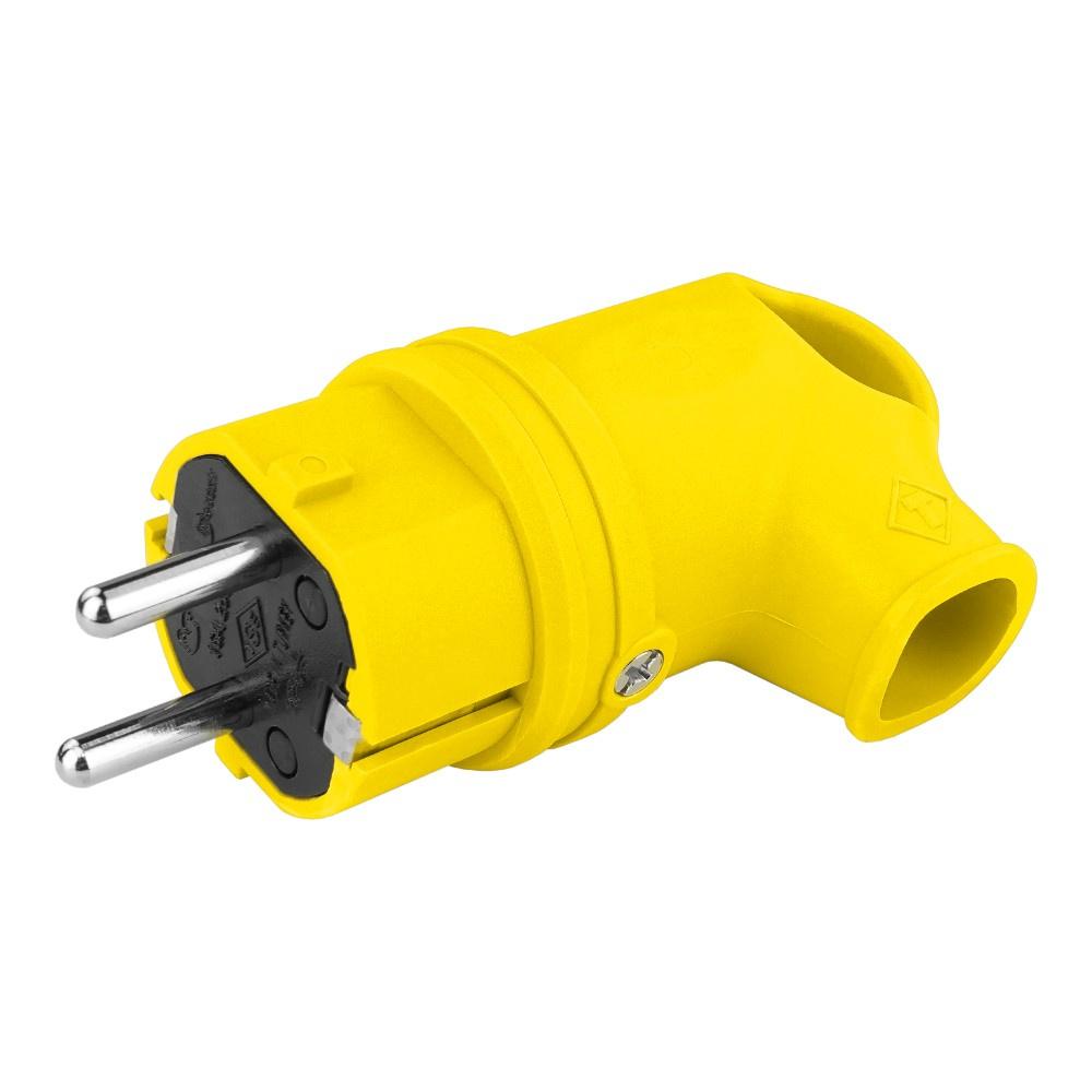 Wtyczka Gumowa Kątowa 16A 230V Zolta Schuko Jednofazowa
