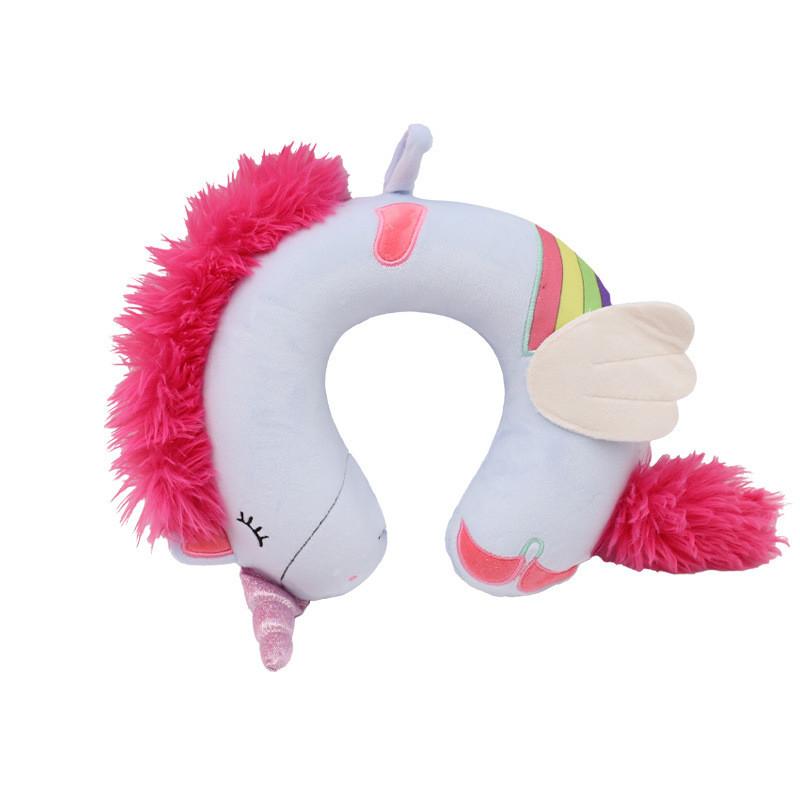 Unicorn Kids U Shape Pillow With Memory Foam And Soft Elastic Cover For Rest